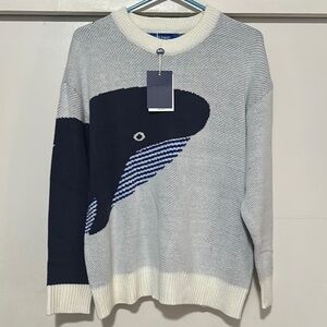 Men's Whale Design Sweater - Gray and Blue